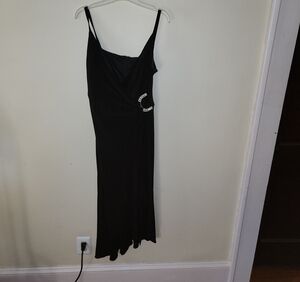 Onyx Nite Black Maxi Dress with Rhinestone Detail